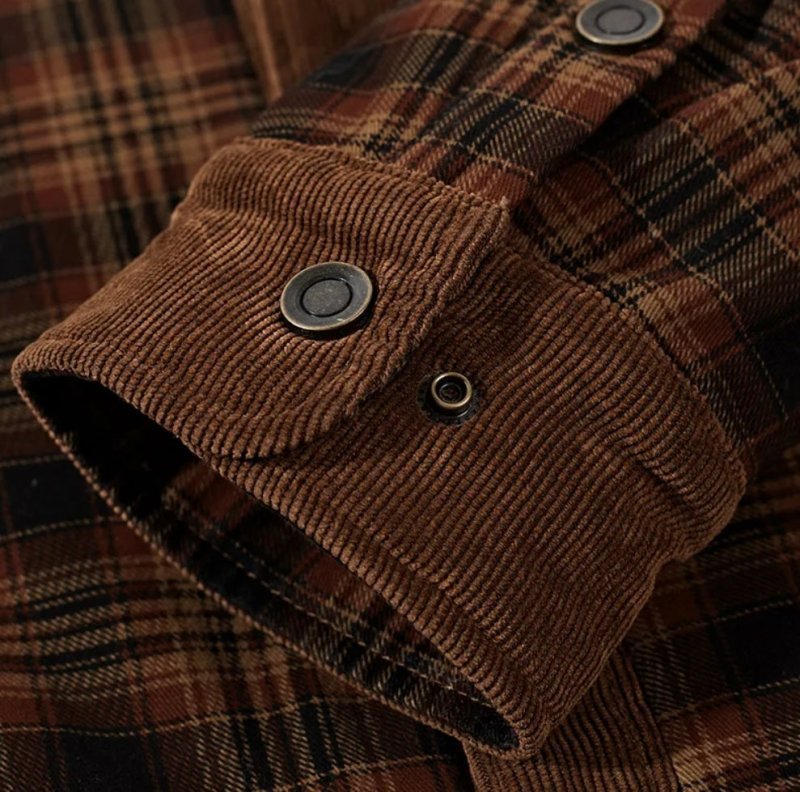 Xavier | Snap Button Closure Plaid Pattern Exterior Stand Collar Design Jacket