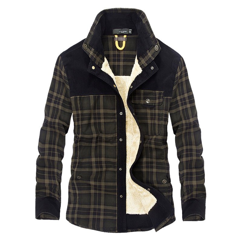 Xavier | Snap Button Closure Plaid Pattern Exterior Stand Collar Design Jacket