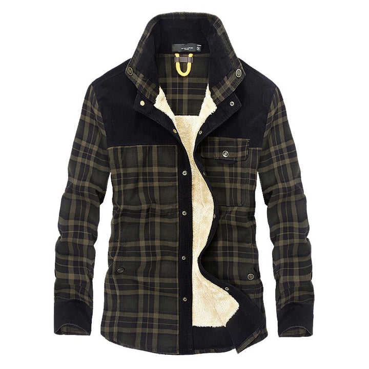 Xavier | Snap Button Closure Plaid Pattern Exterior Stand Collar Design Jacket