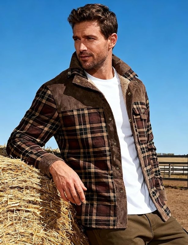 Xavier | Snap Button Closure Plaid Pattern Exterior Stand Collar Design Jacket