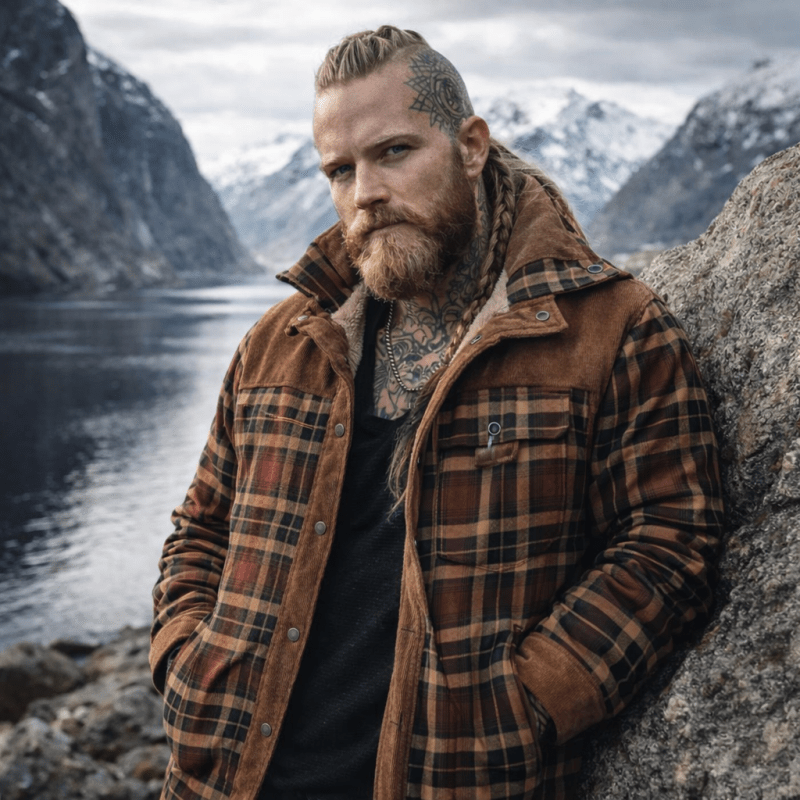 Xavier | Snap Button Closure Plaid Pattern Exterior Stand Collar Design Jacket