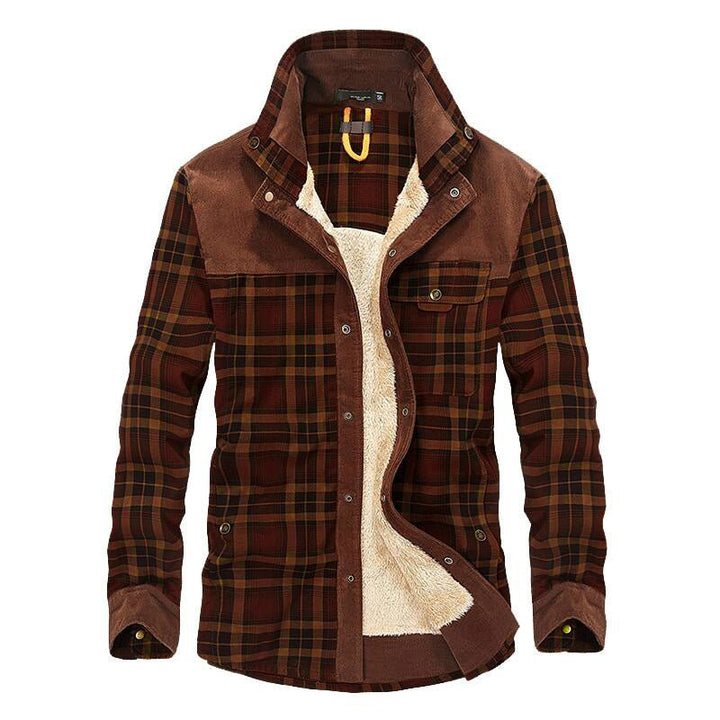 Xavier | Snap Button Closure Plaid Pattern Exterior Stand Collar Design Jacket