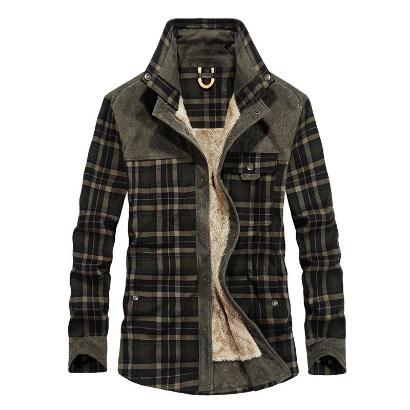 Xavier | Snap Button Closure Plaid Pattern Exterior Stand Collar Design Jacket