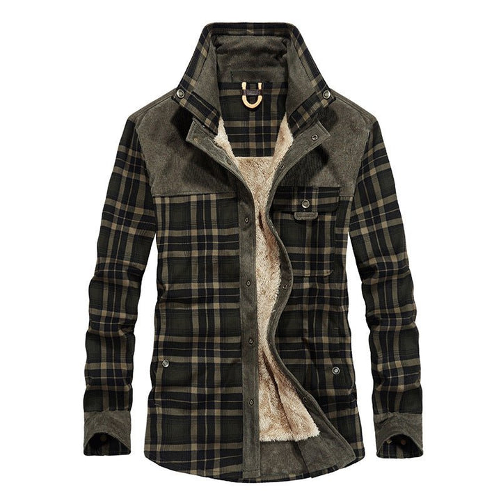 Xavier | Snap Button Closure Plaid Pattern Exterior Stand Collar Design Jacket