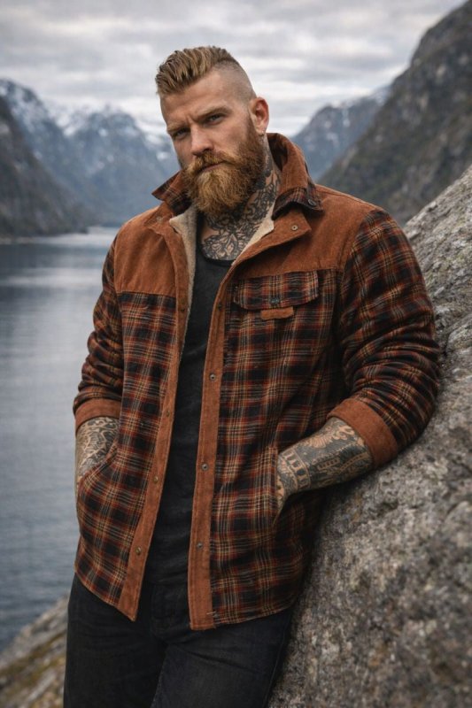 Xavier | Snap Button Closure Plaid Pattern Exterior Stand Collar Design Jacket