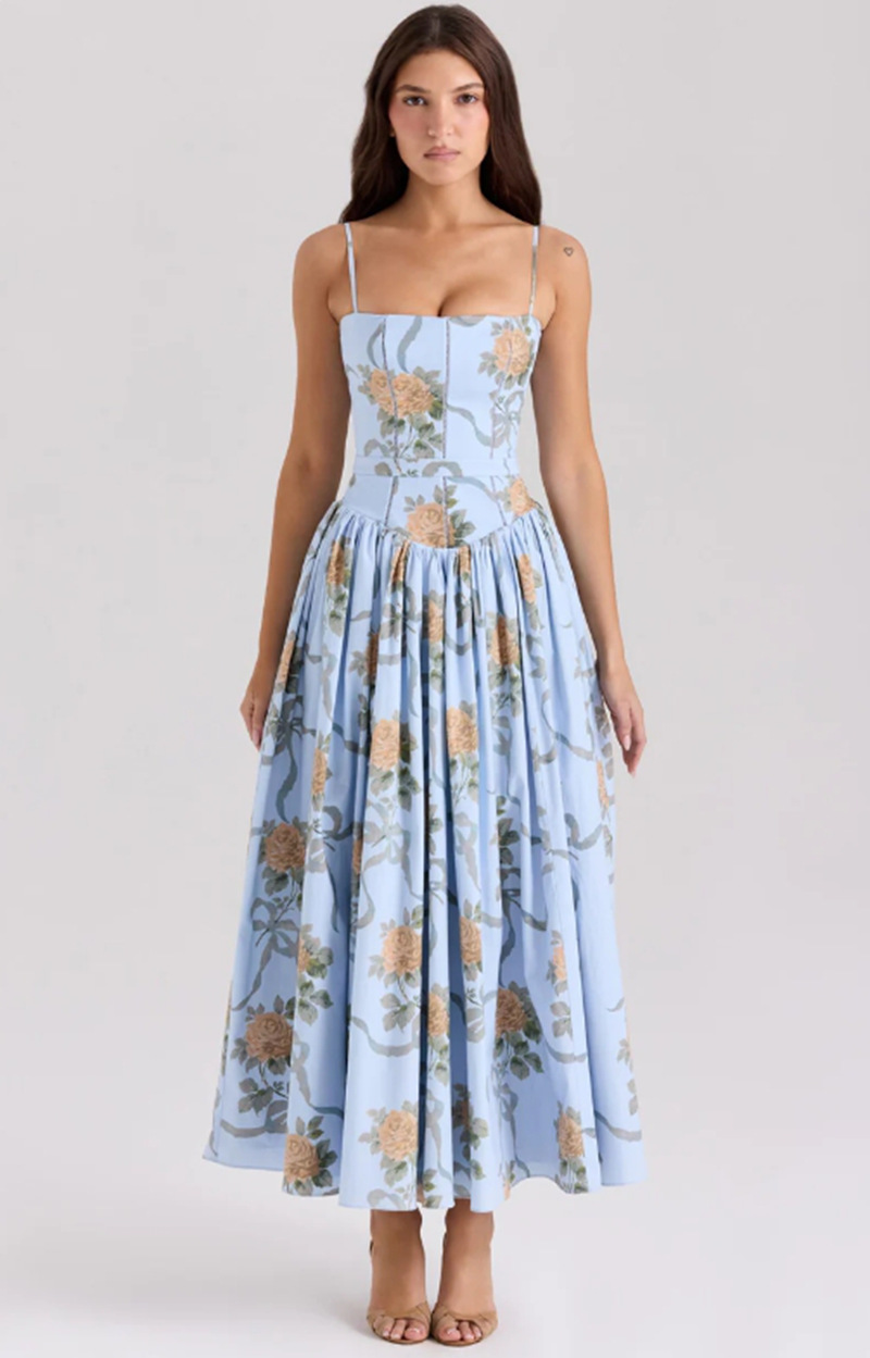 Gabriella | Wedding Guest Corset Midi Dress