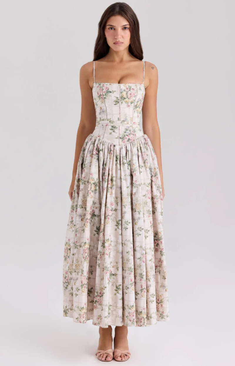 Gabriella | Wedding Guest Corset Midi Dress