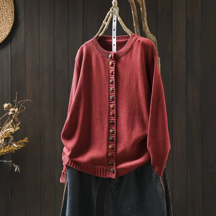 Sharon | Winter Colorful Button Knit Cardigan