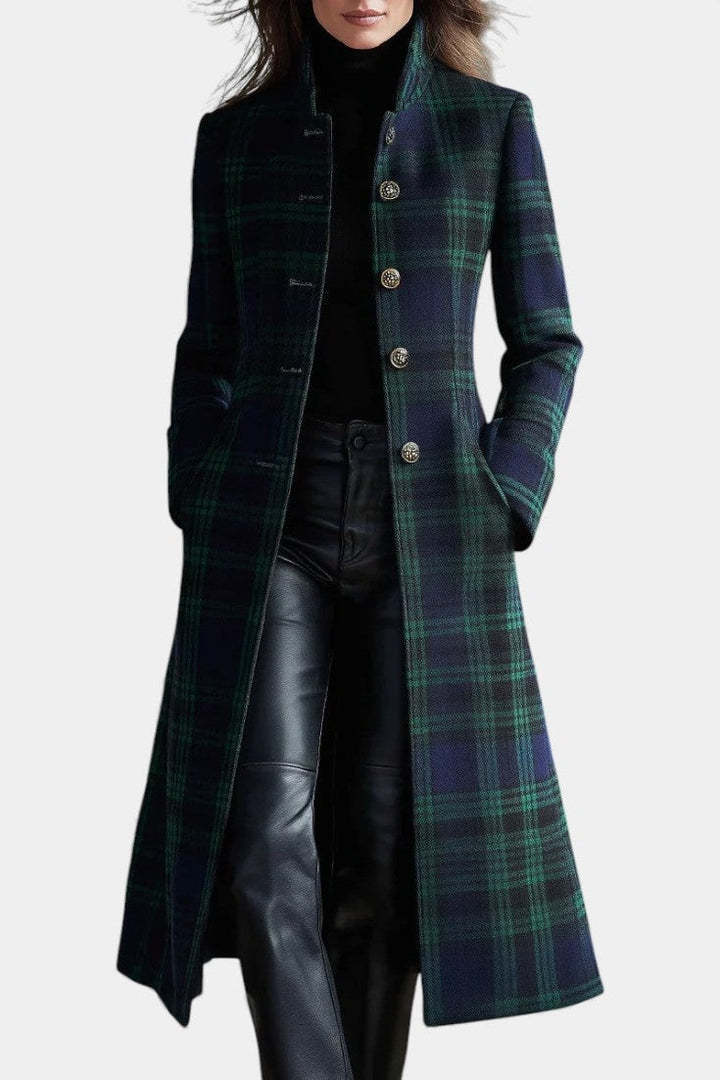 Emma | Elegant Plaid Longline Tailored Trench Coat