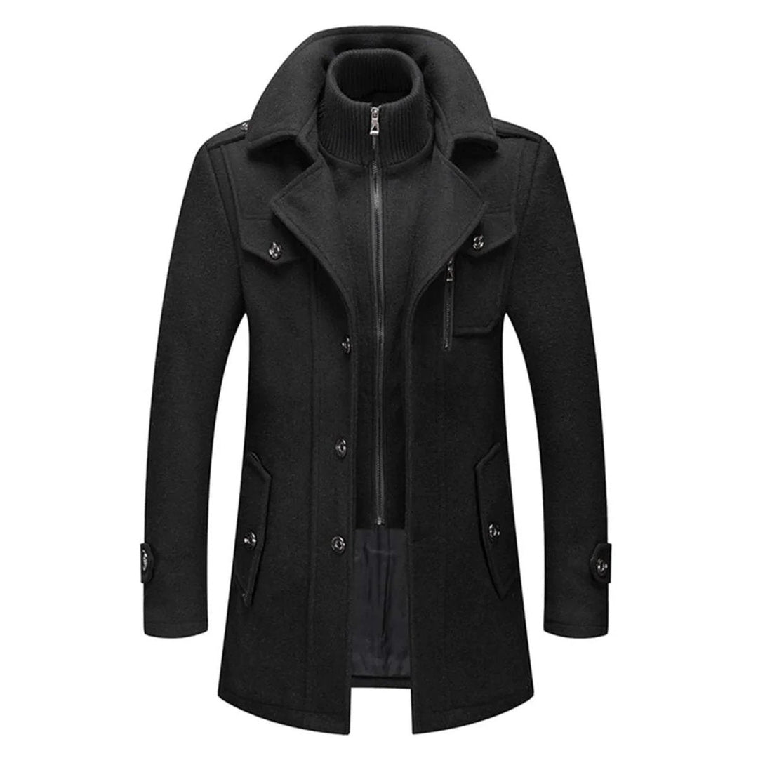Caleb | Wool Two-in-One Design Functional Pockets Overcoat