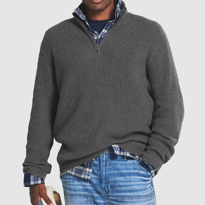 Liam | Stylish Ribbed Quarter Zip Sweater