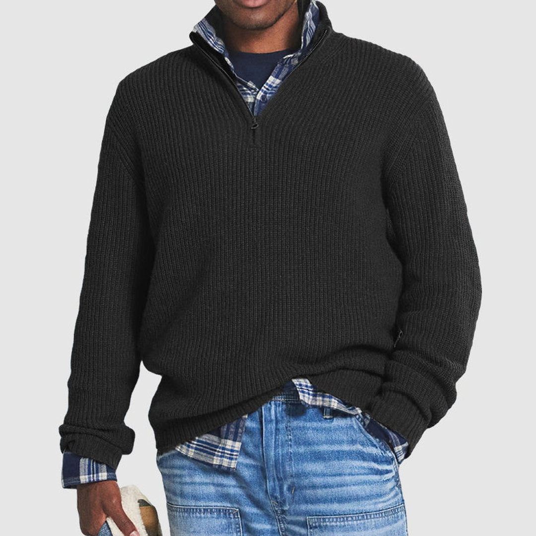 Liam | Stylish Ribbed Quarter Zip Sweater