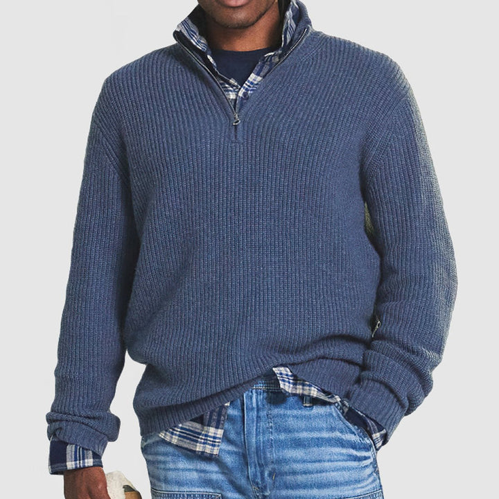 Liam | Stylish Ribbed Quarter Zip Sweater