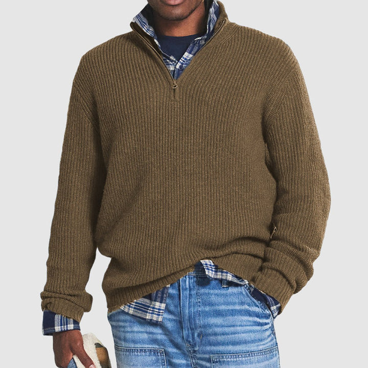 Liam | Stylish Ribbed Quarter Zip Sweater