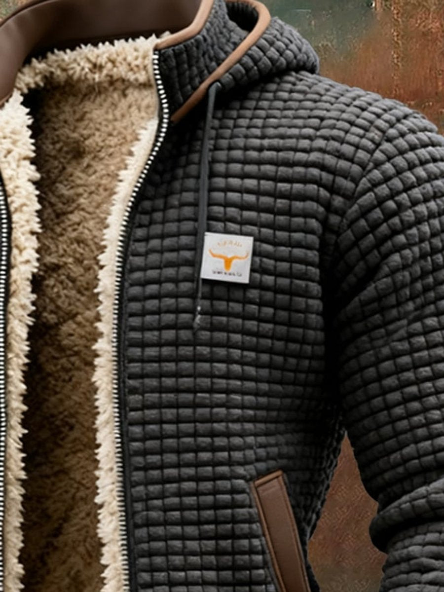 Ethan | Sherpa-Lined Quilted Leather-Trim Details Coat