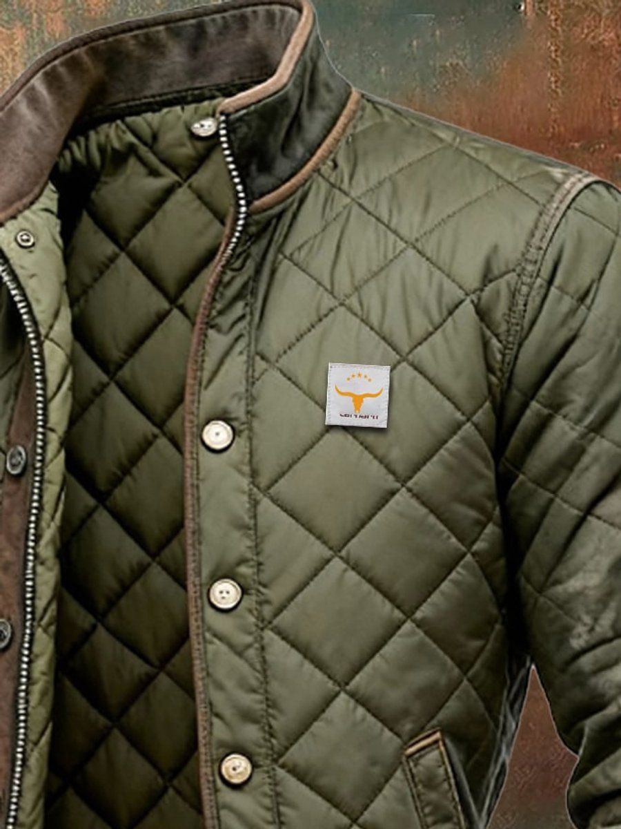 James | Quilted Diamond Quilt Snap Button Bomber Jacket
