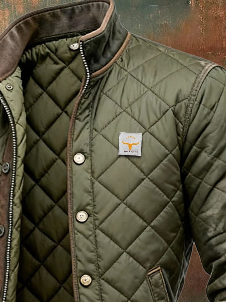 James | Quilted Diamond Quilt Snap Button Bomber Jacket
