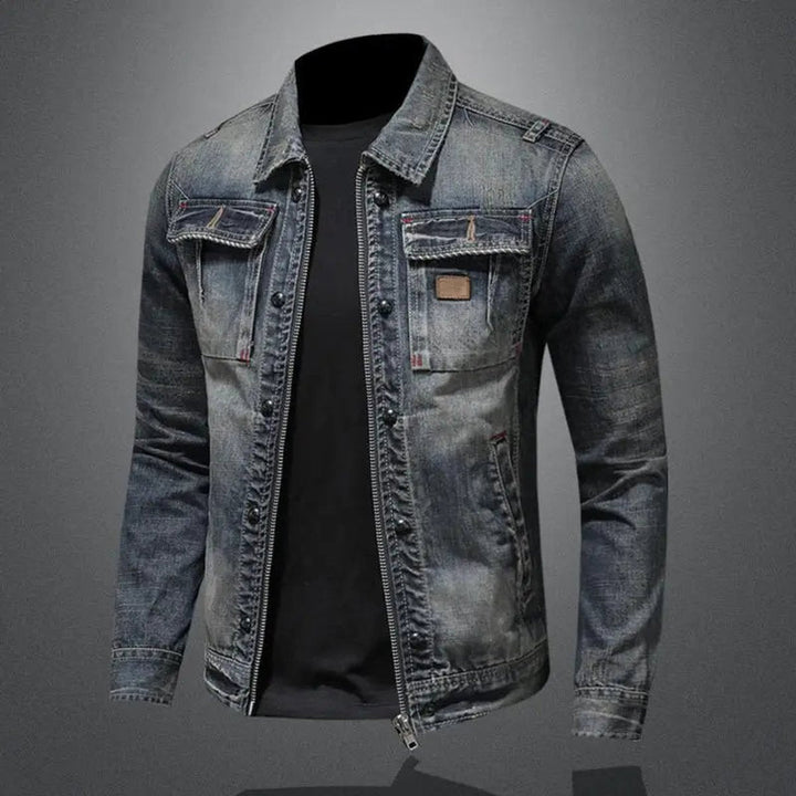 Lucas | Denim Vintage-Washed Look Dual Closure Coat