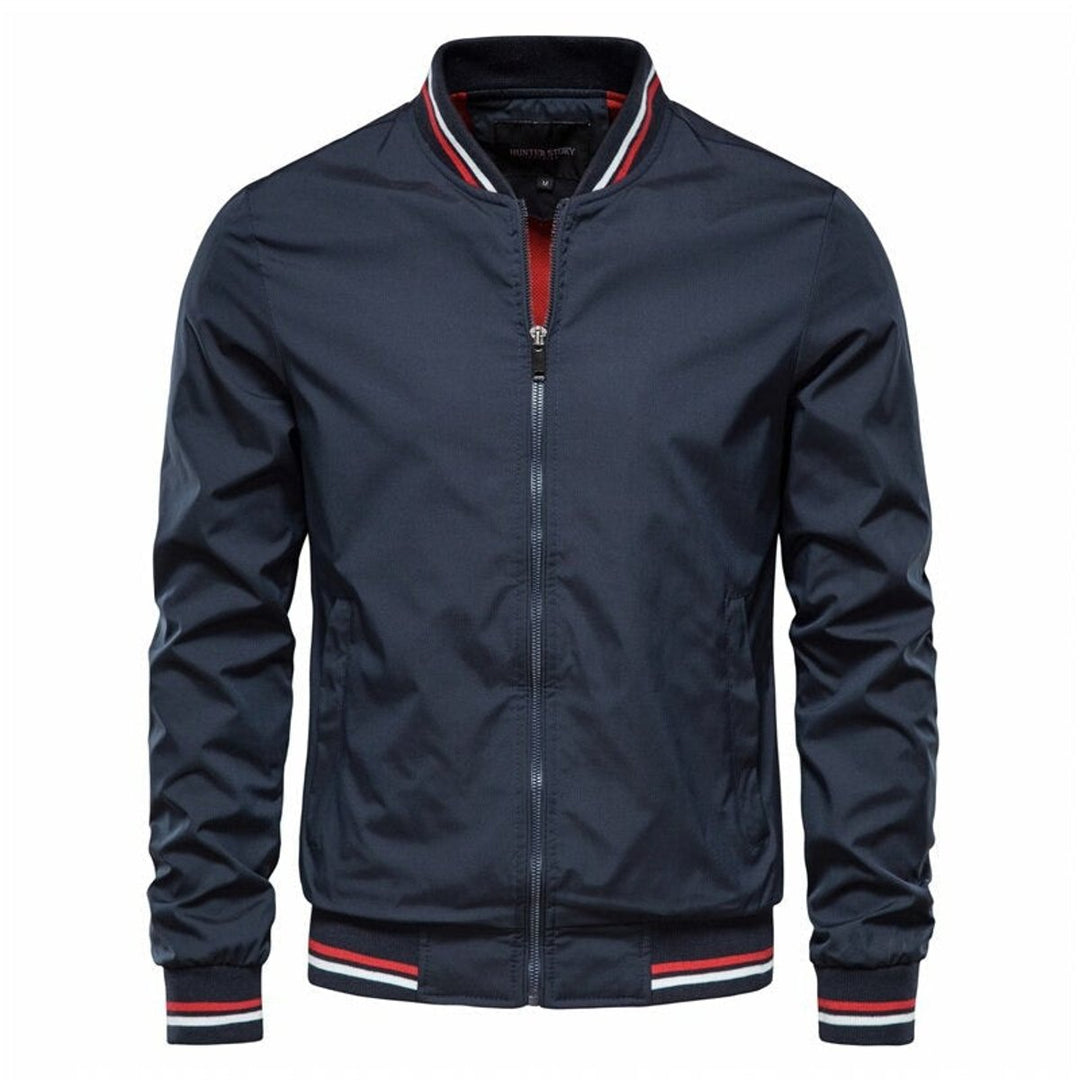 Ethan | Contrast Ribbed Full-Zip Closure Bomber Jacket