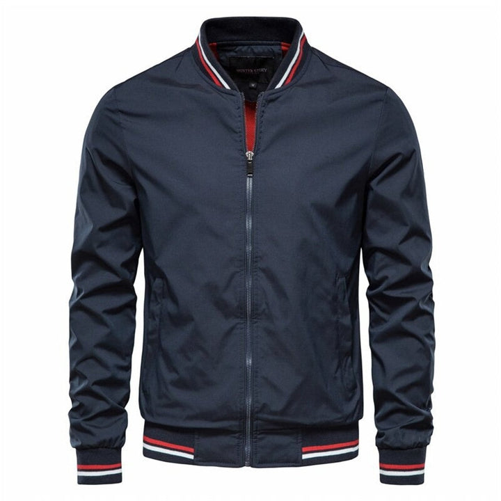 Ethan | Contrast Ribbed Full-Zip Closure Bomber Jacket