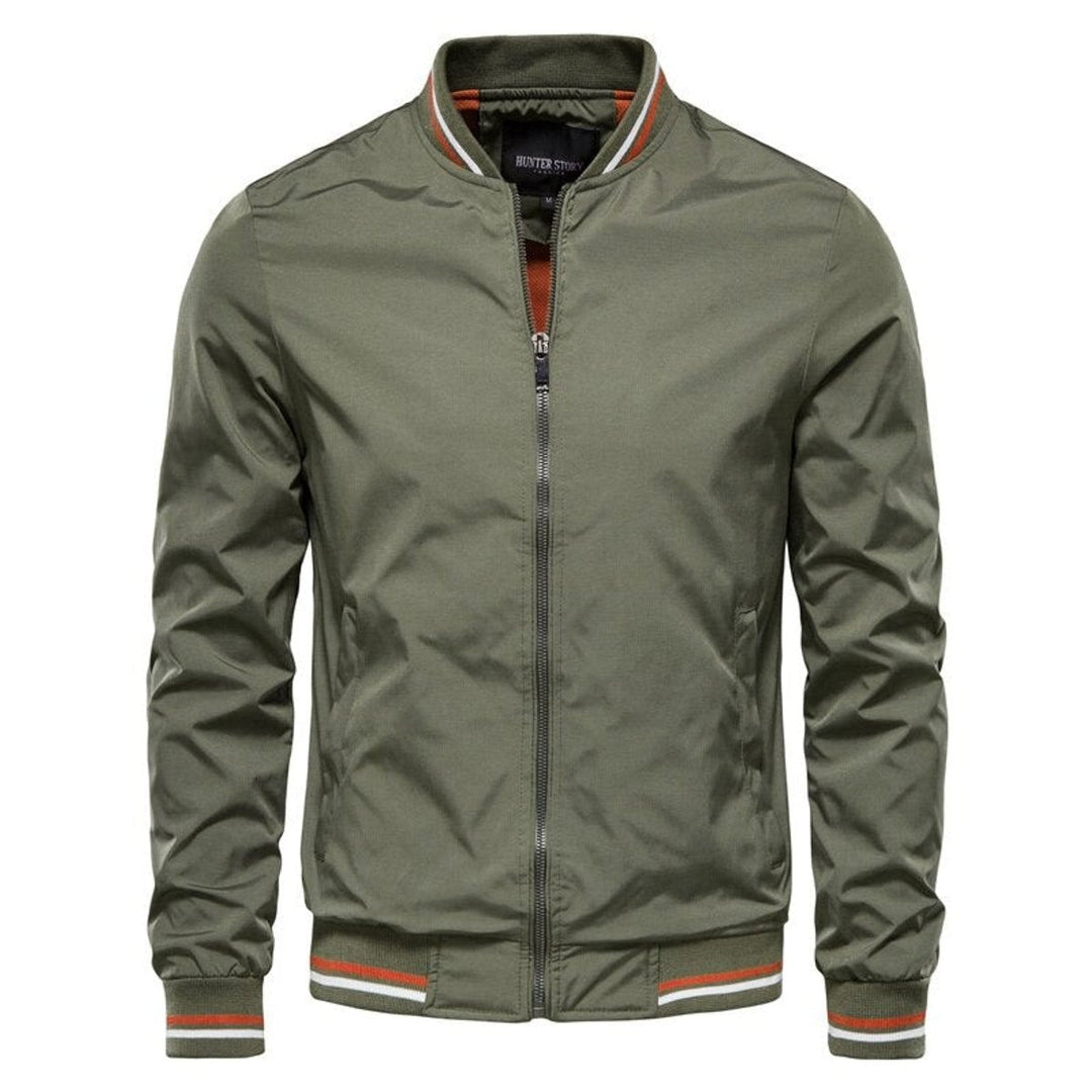 Ethan | Contrast Ribbed Full-Zip Closure Bomber Jacket