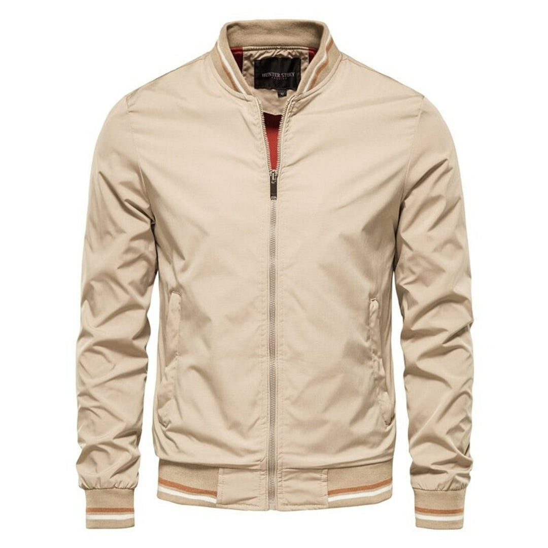 Ethan | Contrast Ribbed Full-Zip Closure Bomber Jacket