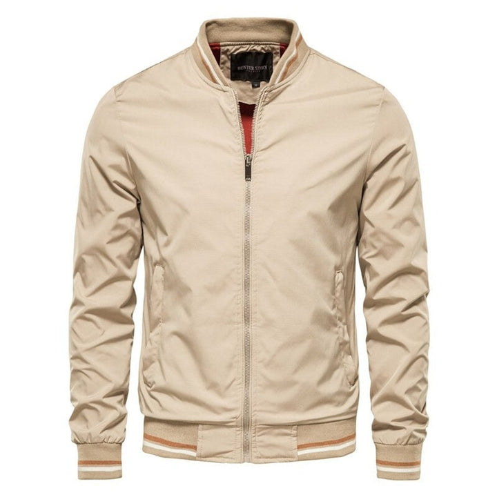 Ethan | Contrast Ribbed Full-Zip Closure Bomber Jacket