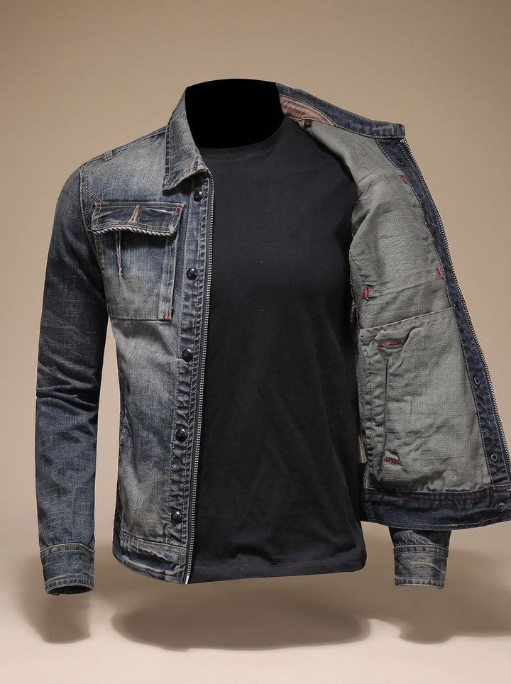 William | Denim Dual Closure Functional Pockets Trucker Jacket