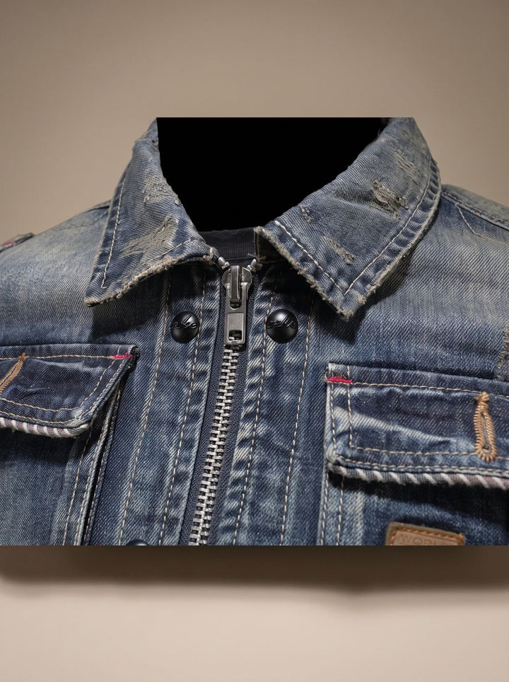 William | Denim Dual Closure Functional Pockets Trucker Jacket