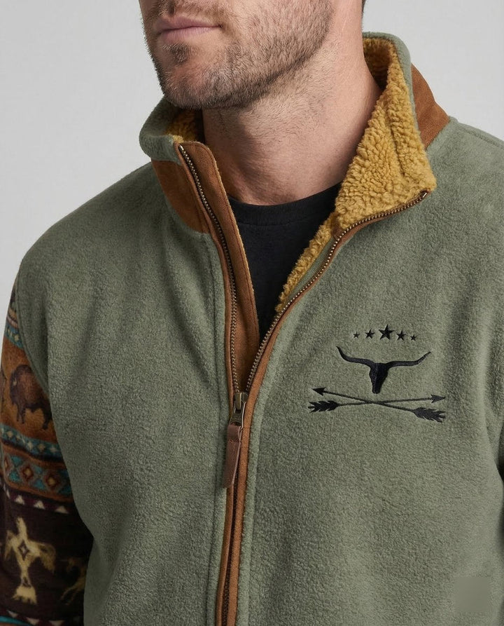 Alexander | Sherpa-Lined Southwestern Sleeve Full-Zip Versatility Bomber Jacket