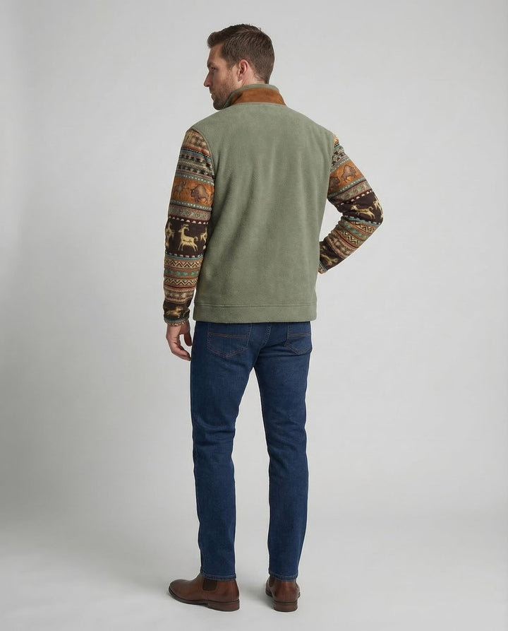Alexander | Sherpa-Lined Southwestern Sleeve Full-Zip Versatility Bomber Jacket