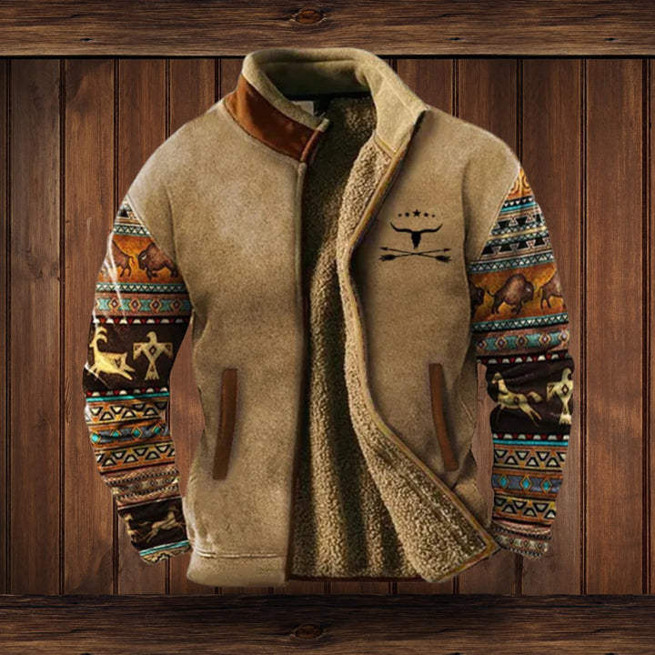 Alexander | Sherpa-Lined Southwestern Sleeve Full-Zip Versatility Bomber Jacket