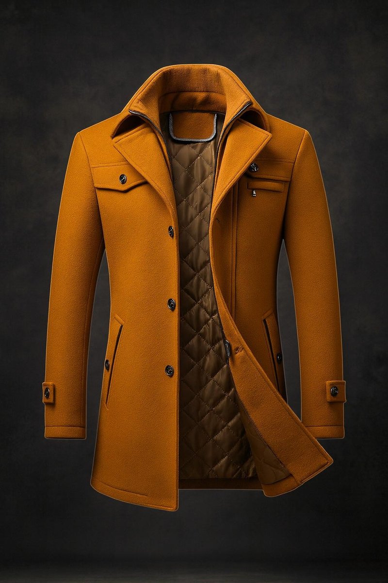 William | Wool Quilted Double-Layer Collar Overcoat