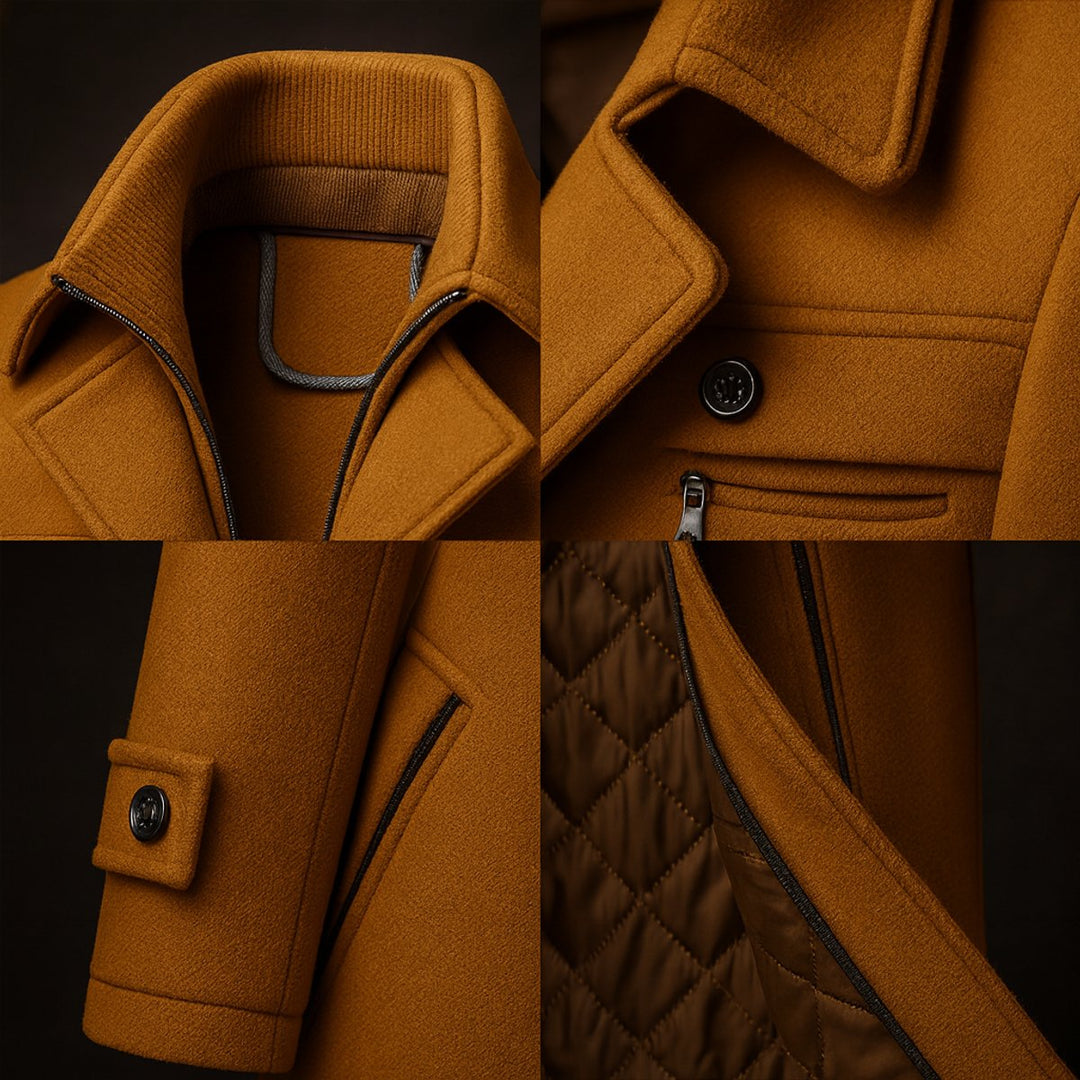 William | Wool Quilted Double-Layer Collar Overcoat