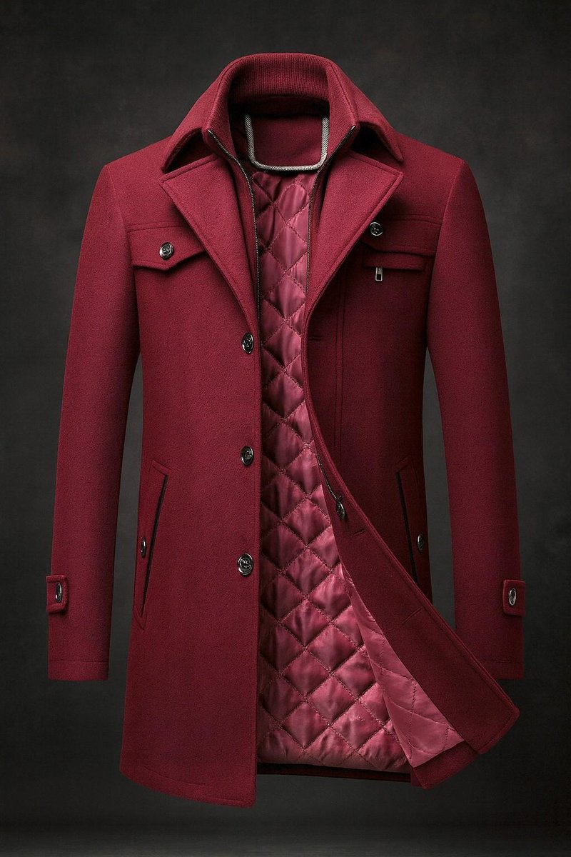 William | Wool Quilted Double-Layer Collar Overcoat