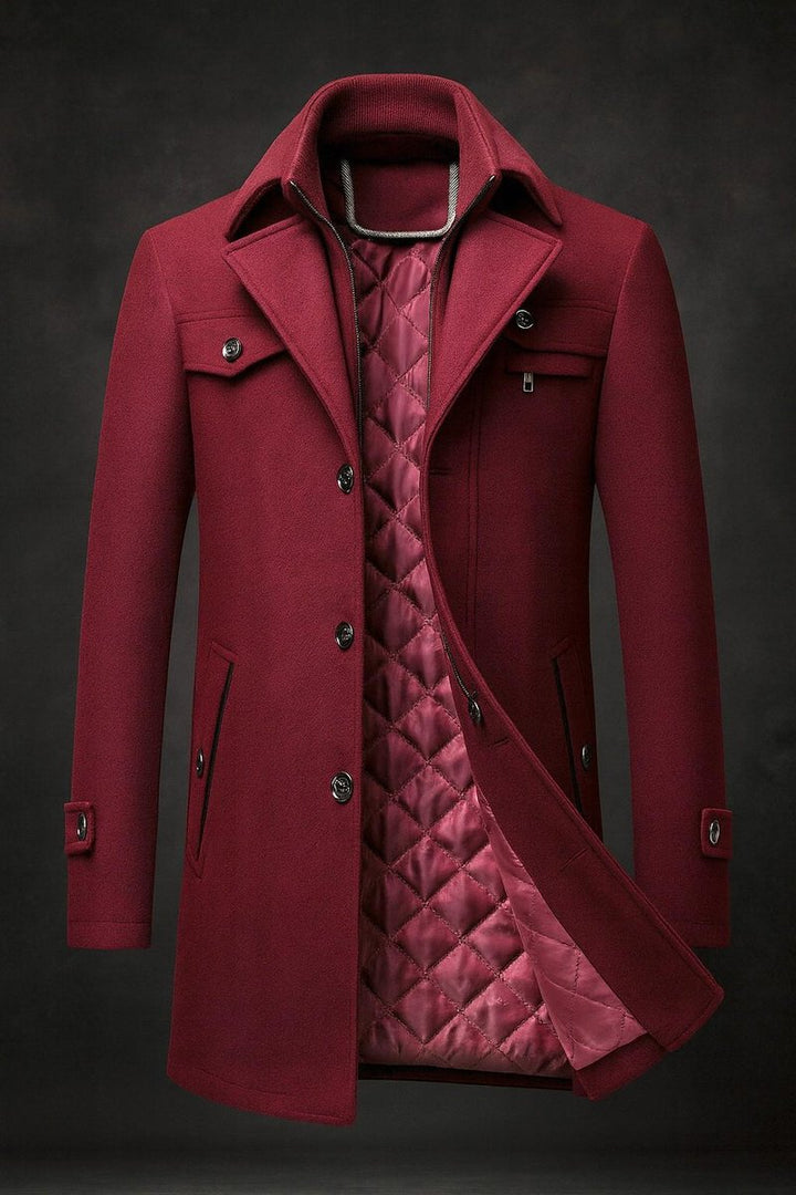 William | Wool Quilted Double-Layer Collar Overcoat