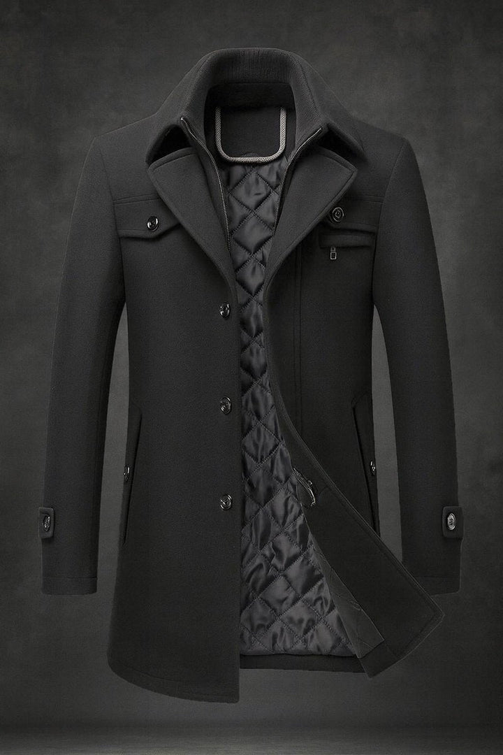 William | Wool Quilted Double-Layer Collar Overcoat