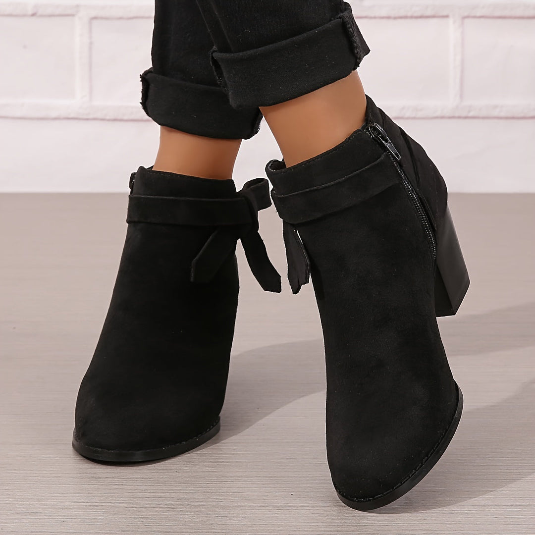 Ashley | Block Heel Ankle Side Zip Closure Waterproof Chelsea Boots