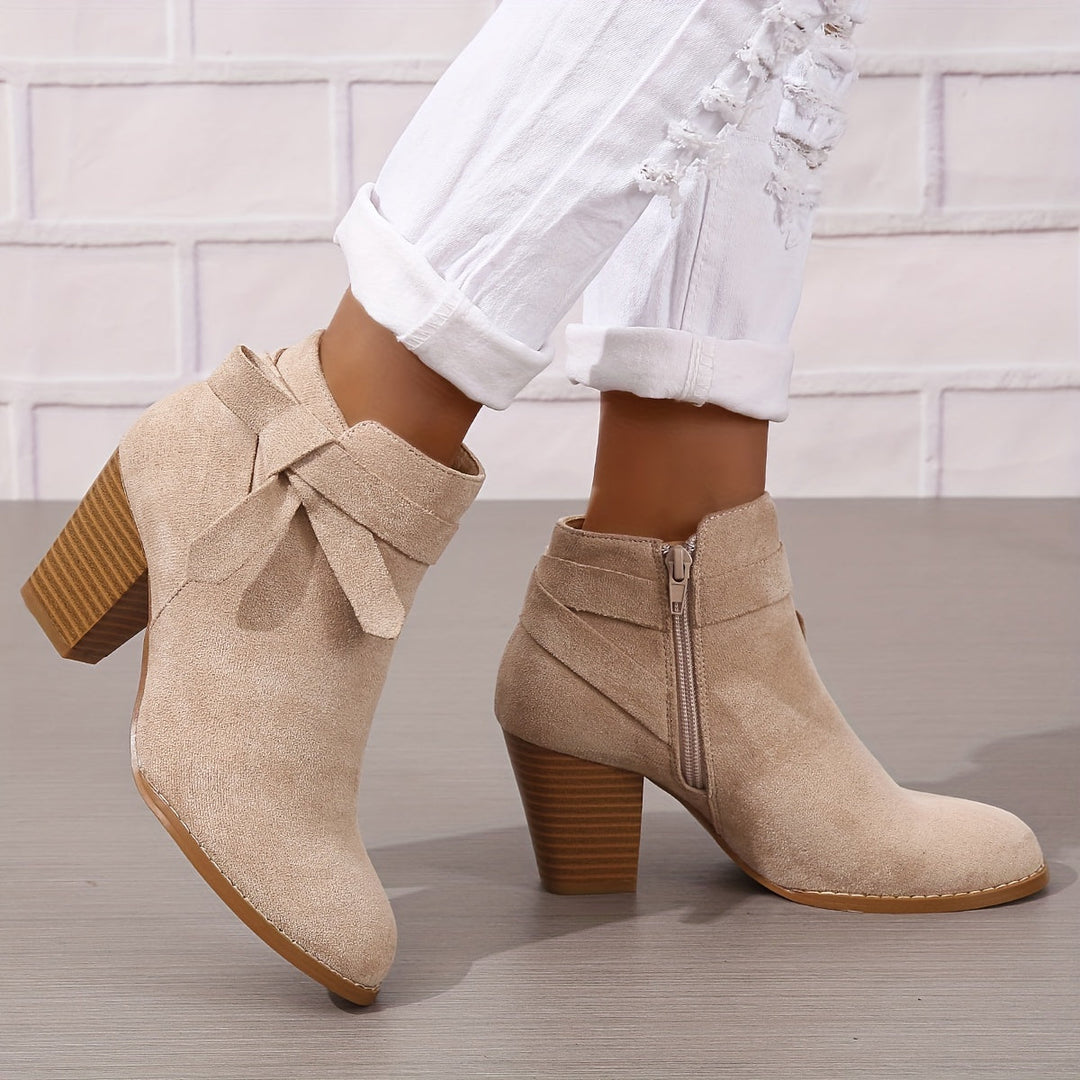 Ashley | Block Heel Ankle Side Zip Closure Waterproof Chelsea Boots