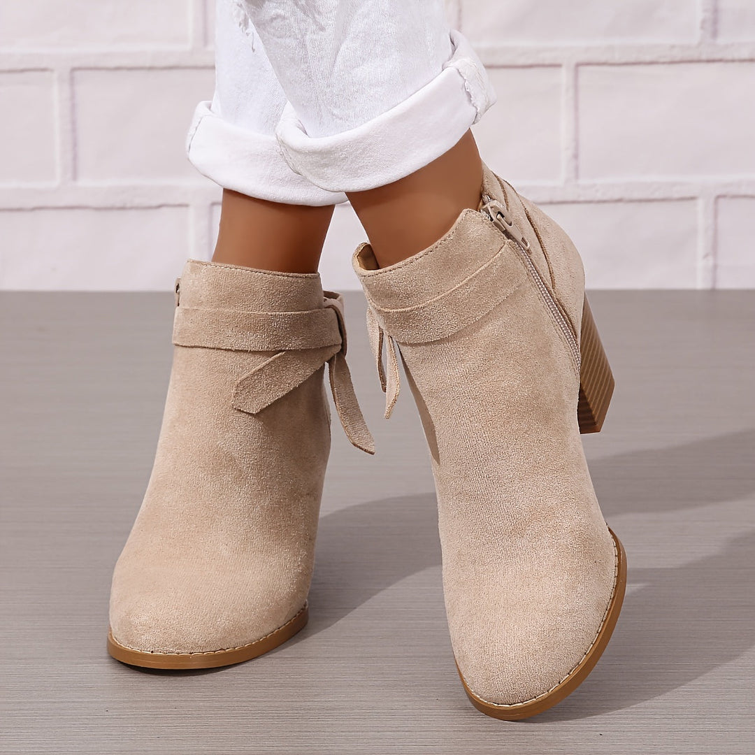 Ashley | Block Heel Ankle Side Zip Closure Waterproof Chelsea Boots