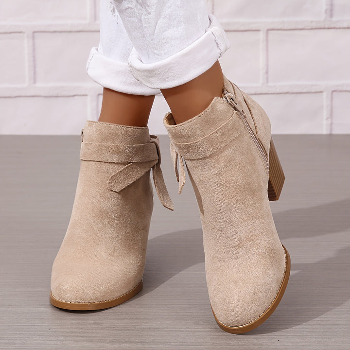 Ashley | Block Heel Ankle Side Zip Closure Waterproof Chelsea Boots