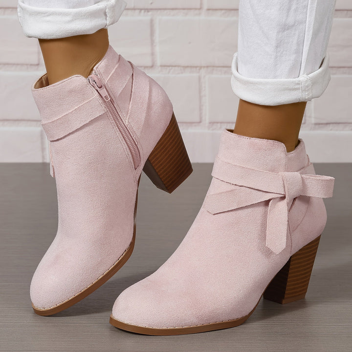 Ashley | Block Heel Ankle Side Zip Closure Waterproof Chelsea Boots