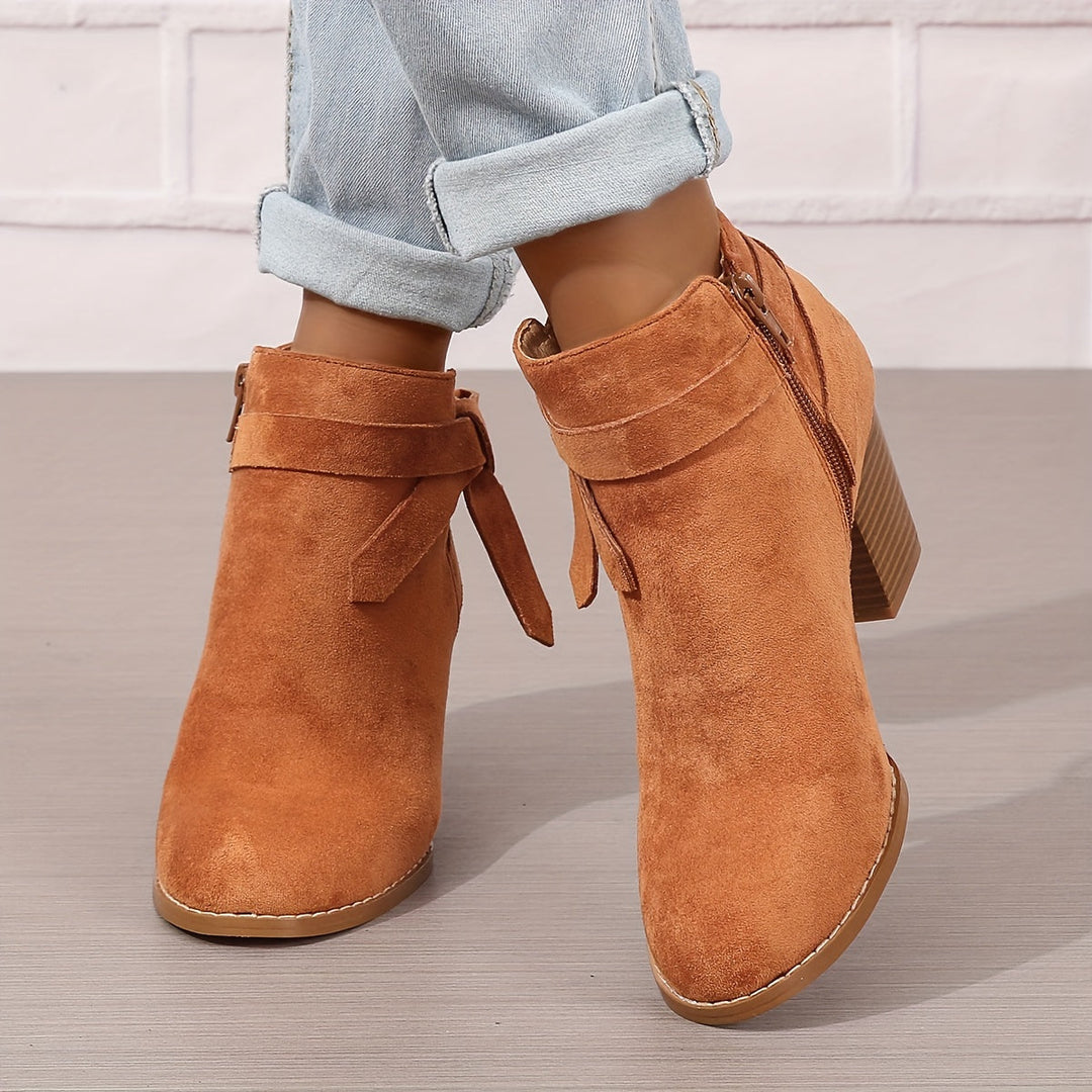 Ashley | Block Heel Ankle Side Zip Closure Waterproof Chelsea Boots