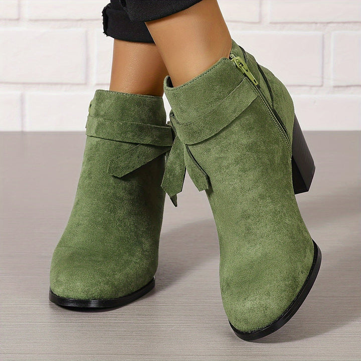 Ashley | Block Heel Ankle Side Zip Closure Waterproof Chelsea Boots