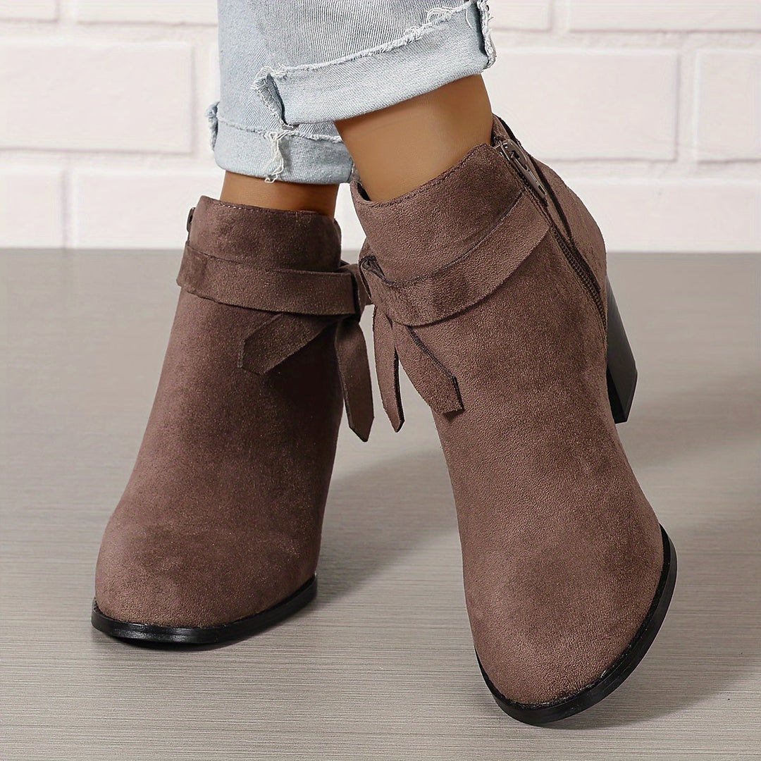 Ashley | Block Heel Ankle Side Zip Closure Waterproof Chelsea Boots