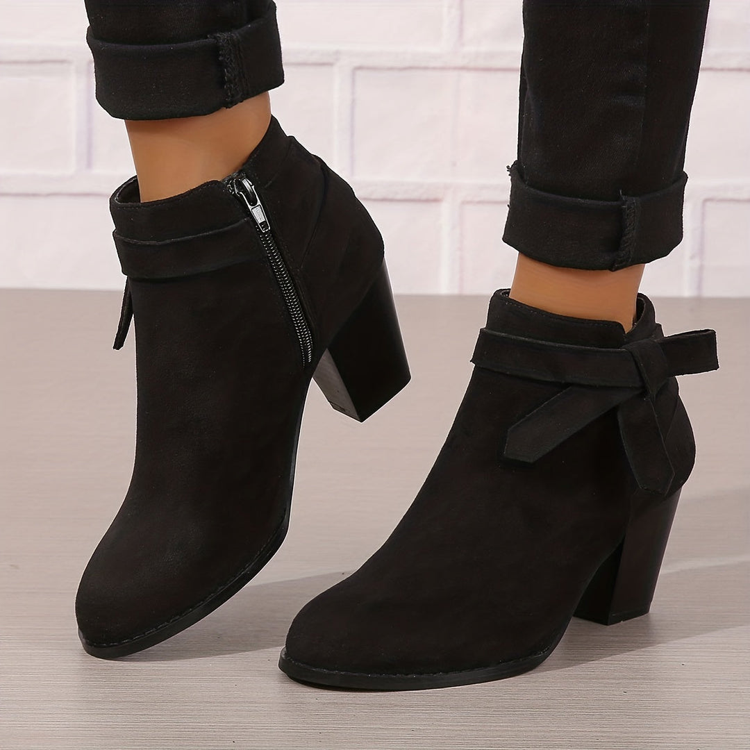 Ashley | Block Heel Ankle Side Zip Closure Waterproof Chelsea Boots