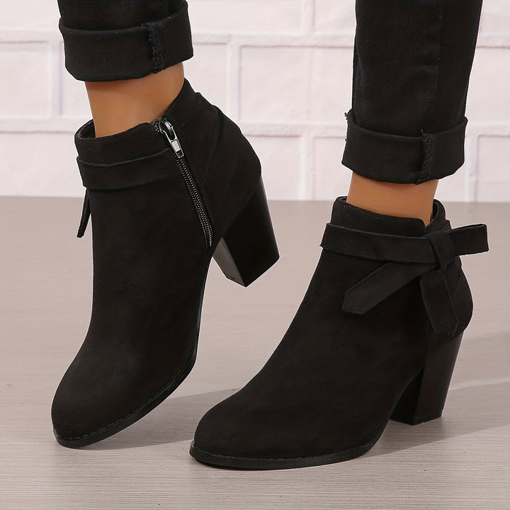 Ashley | Block Heel Ankle Side Zip Closure Waterproof Chelsea Boots