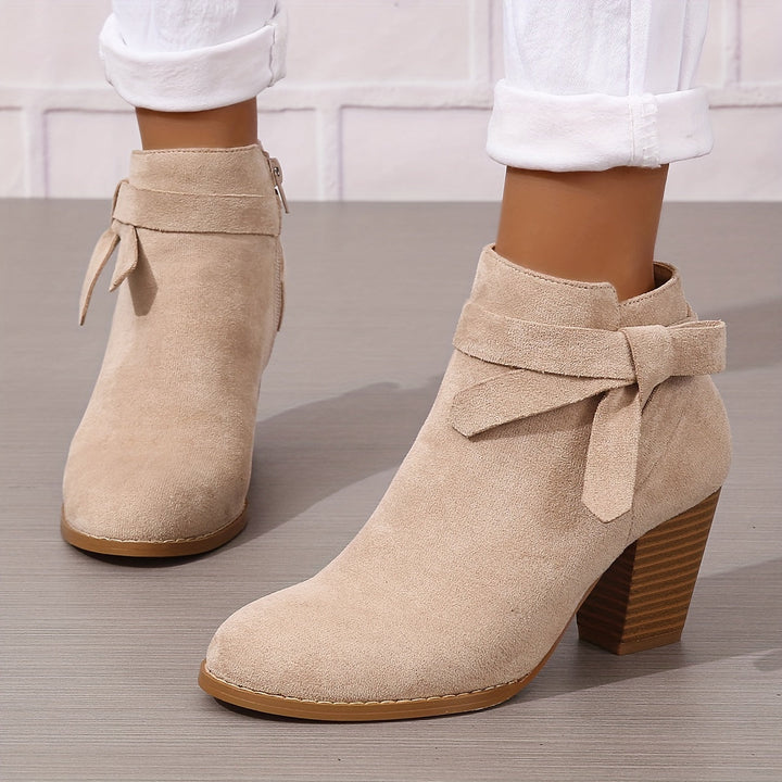 Ashley | Block Heel Ankle Side Zip Closure Waterproof Chelsea Boots