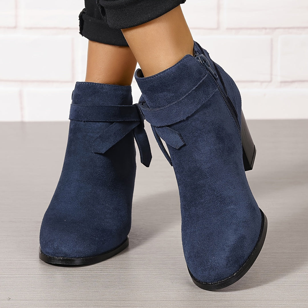 Ashley | Block Heel Ankle Side Zip Closure Waterproof Chelsea Boots