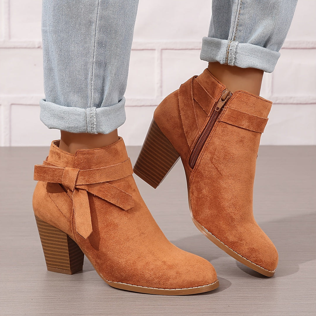Ashley | Block Heel Ankle Side Zip Closure Waterproof Chelsea Boots